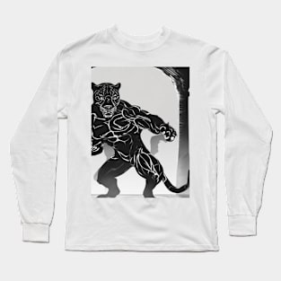 Jaguar Shadow Silhouette Anime Style Collection No. 180 Long Sleeve T-Shirt